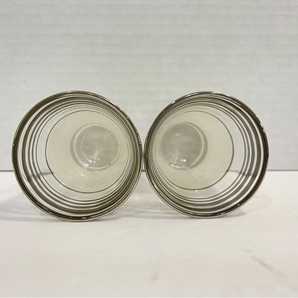 West Virginia Glass Frost Nip Platinum Cocktail Cordial Glasses Vintage Set of 2